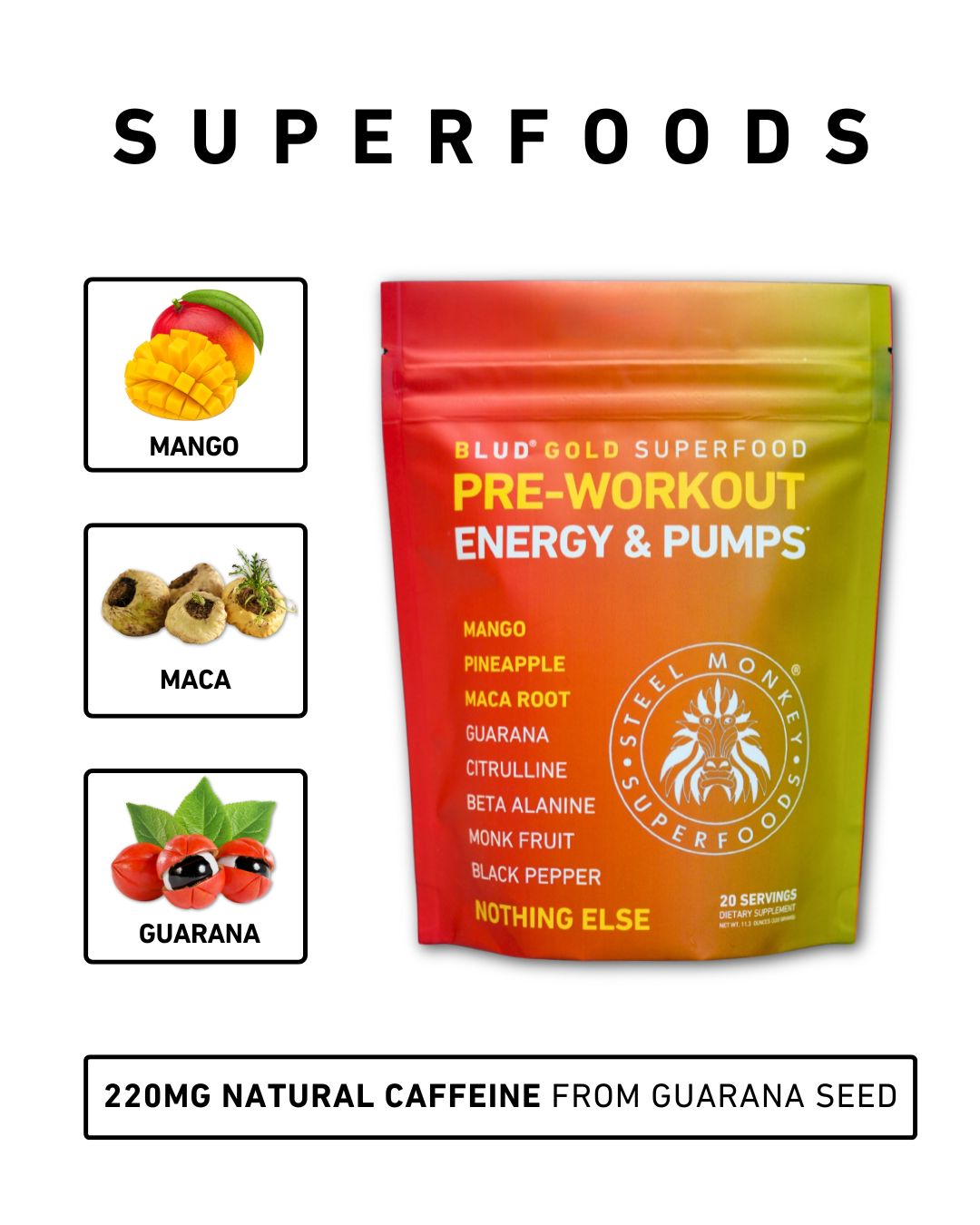 Blud® Gold Mango Energy & Pumps Superfood Pre-Workout