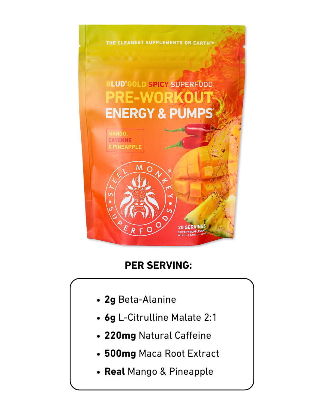 Blud® Gold Spicy Mango Cayenne Superfood Pre-Workout