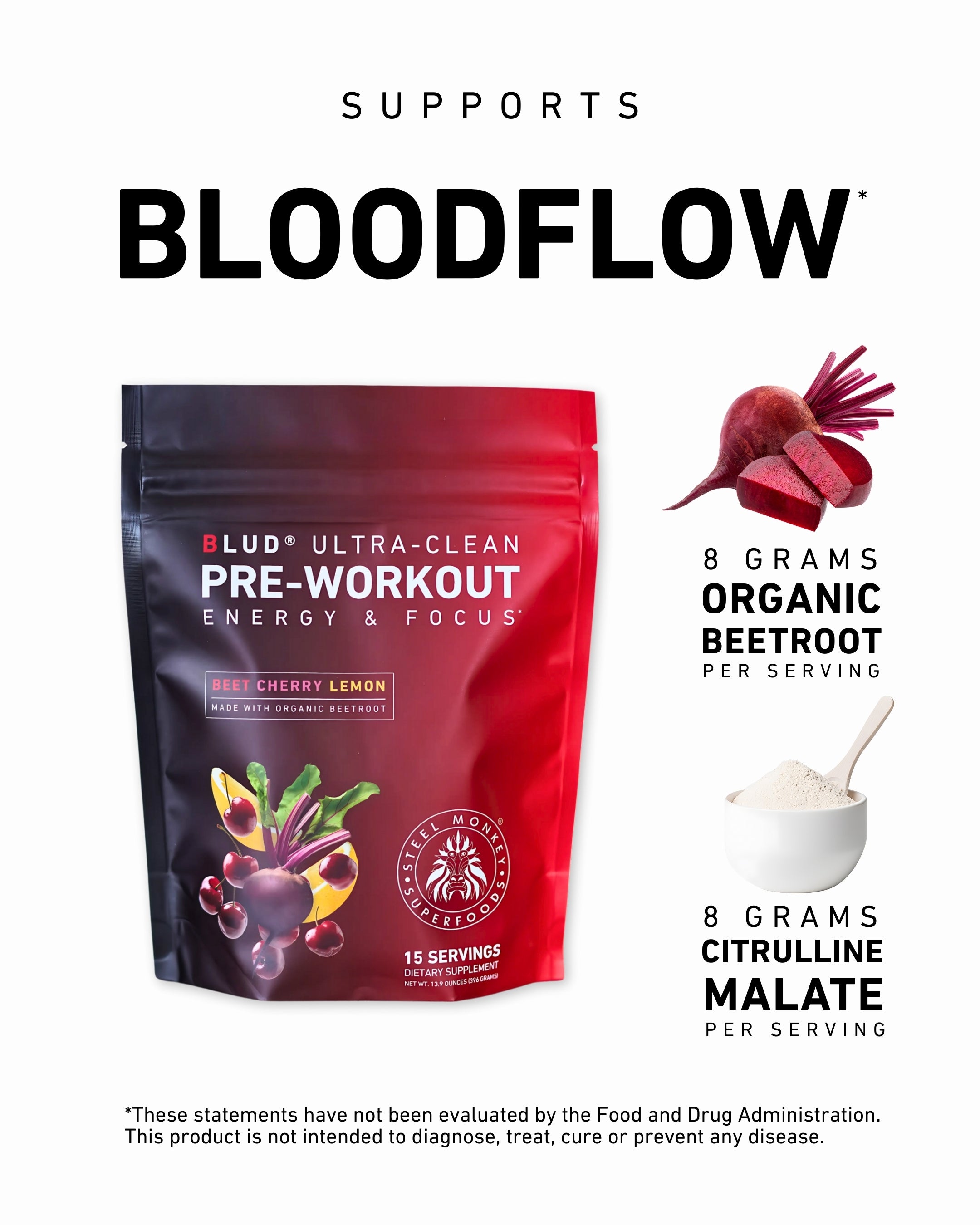 Blud® Pre-Workout | Energy & Focus | Beetroot Cherry Lemon