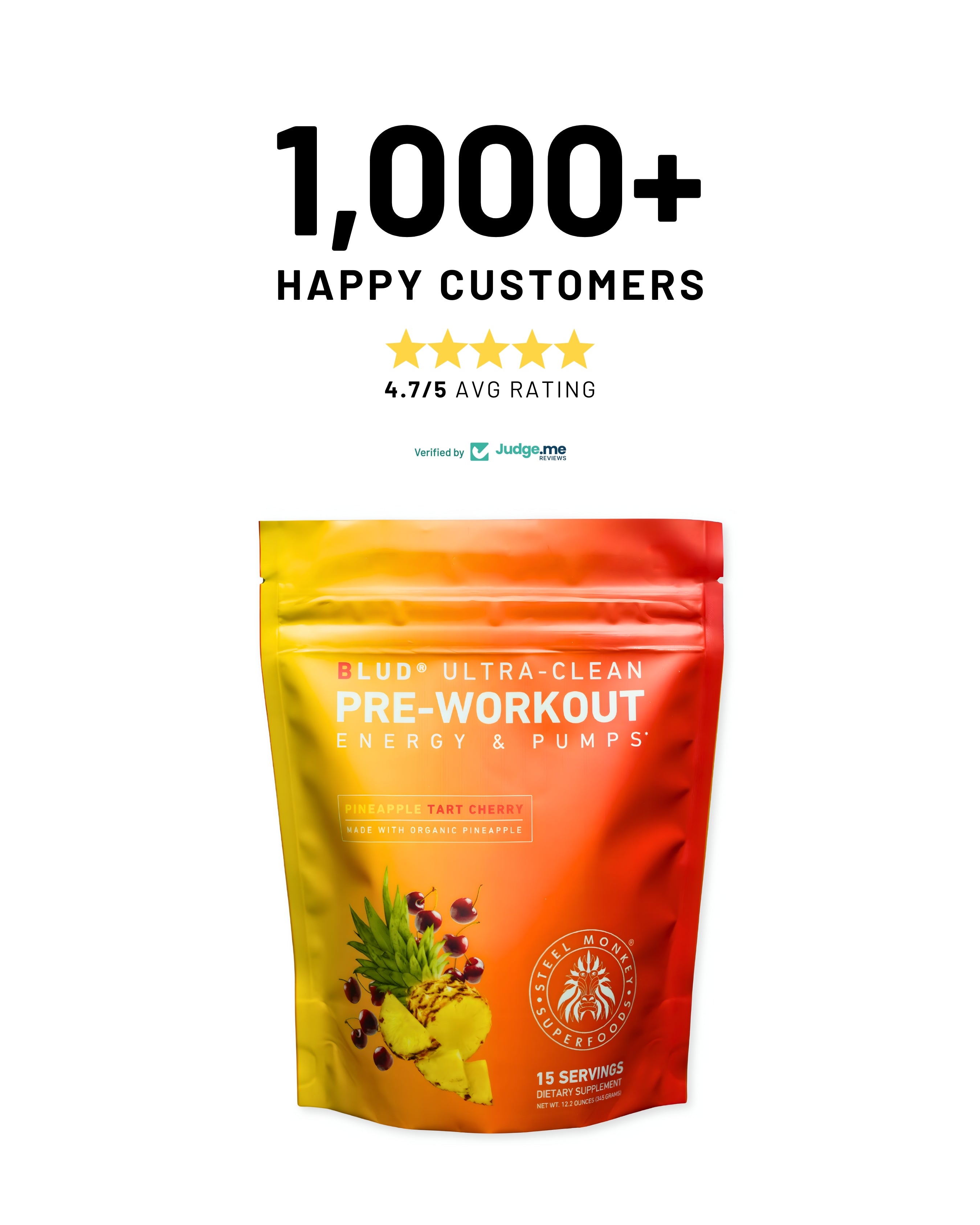 Blud® Pre-Workout | Energy & Pumps | Pineapple Tart Cherry (Tingle-Free)