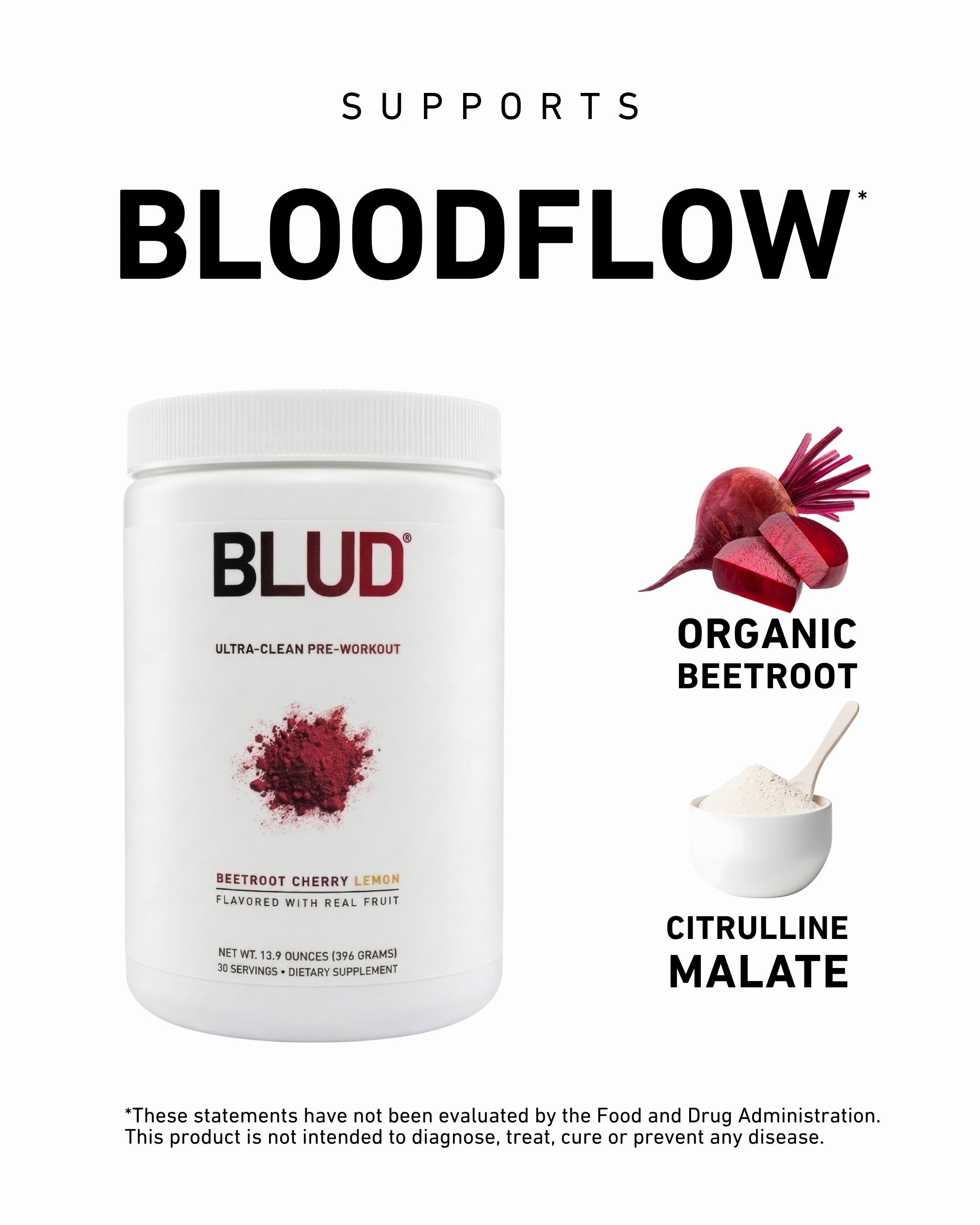 Blud® Ultra-Clean Pre-Workout | Beet Cherry Lemon