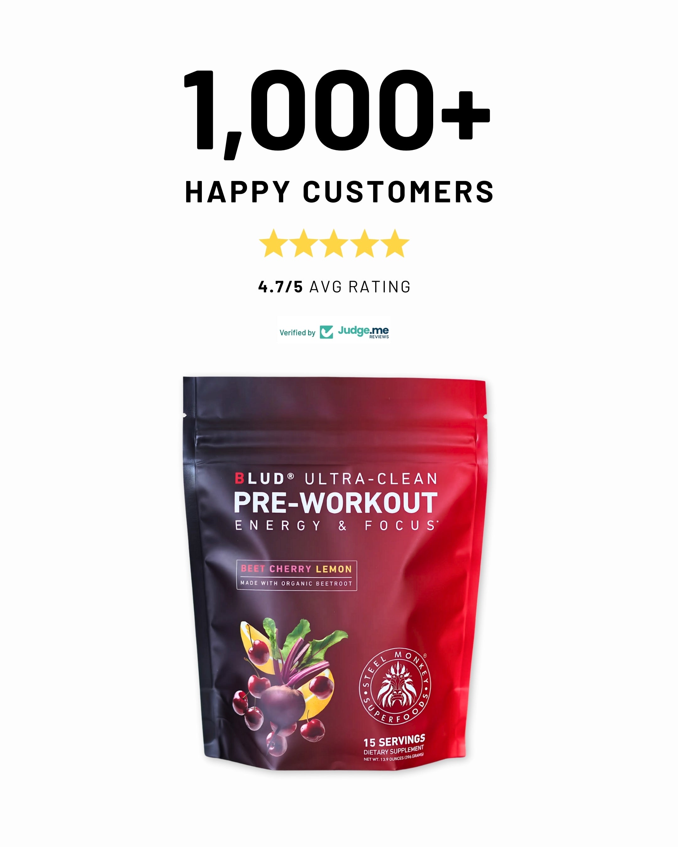 Blud® Pre-Workout | Energy & Focus | Beetroot Cherry Lemon