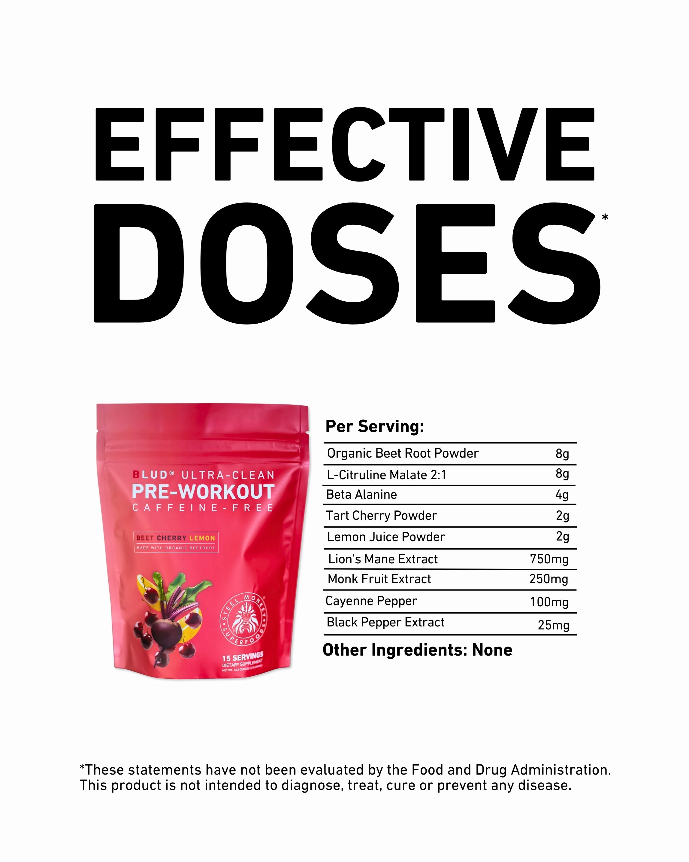Blud® Pre-Workout | Focus & Bloodflow | Beet Cherry Lemon (Caffeine-Free)