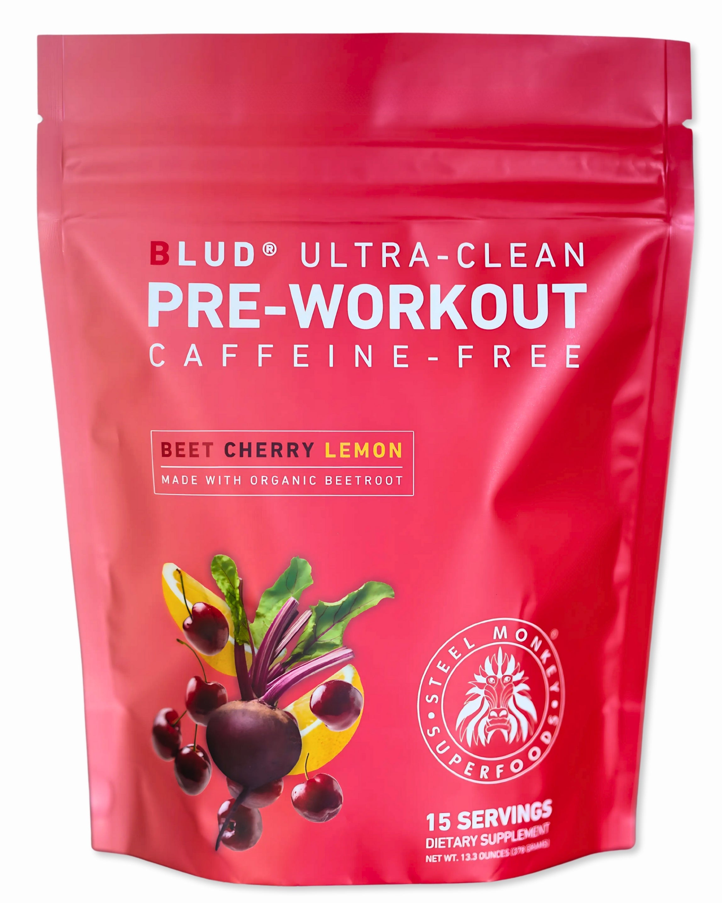 Blud® Pre-Workout | Focus & Bloodflow | Beet Cherry Lemon (Caffeine-Free)