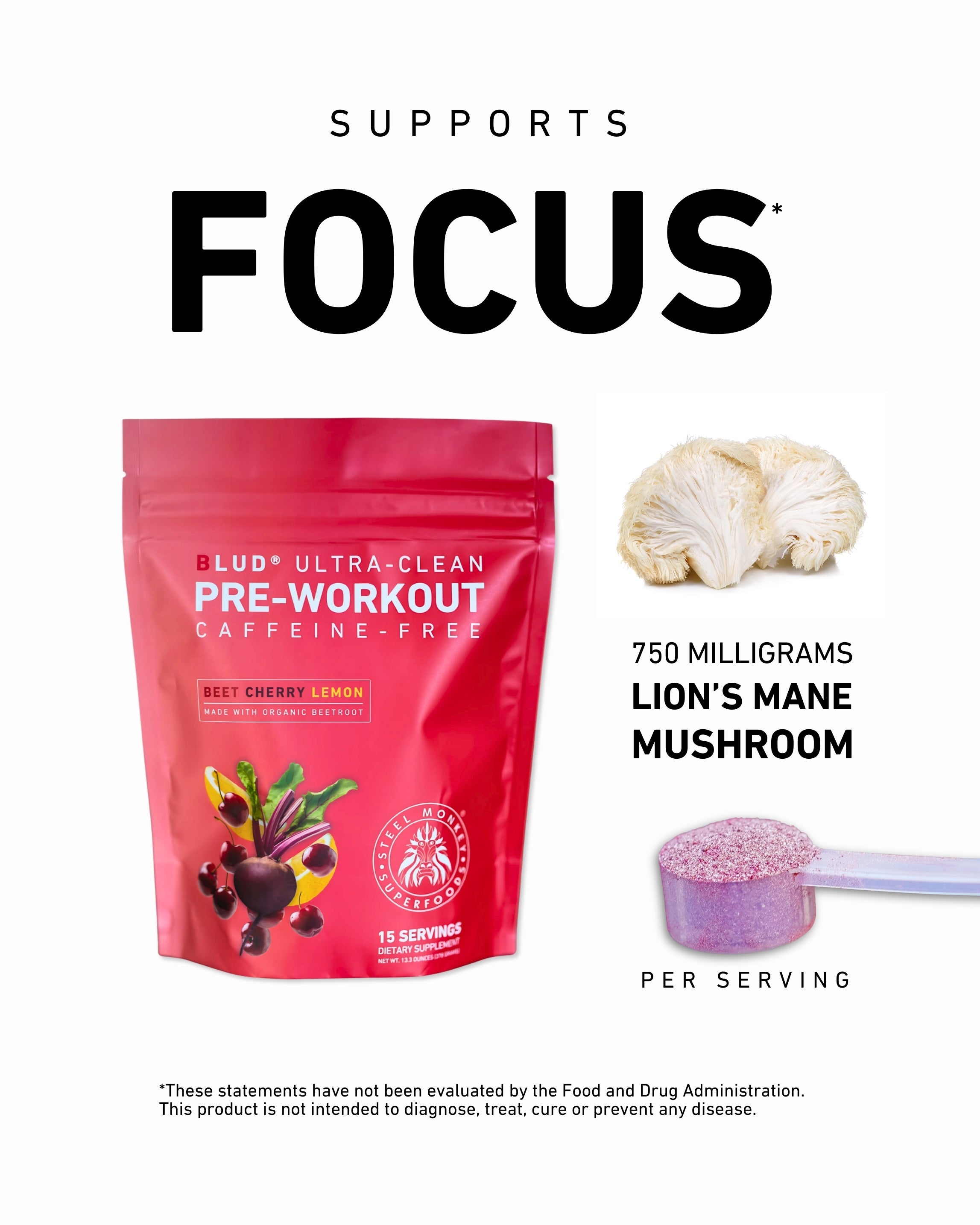 Blud® Pre-Workout | Focus & Bloodflow | Beet Cherry Lemon (Caffeine-Free)