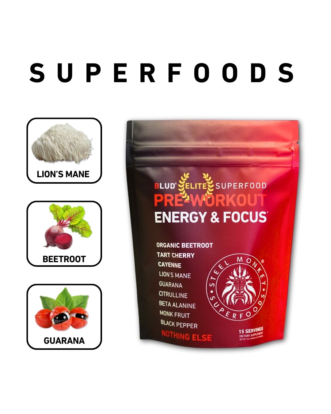 Blud Elite Energy & Focus Superfood Beetroot Pre-Workout