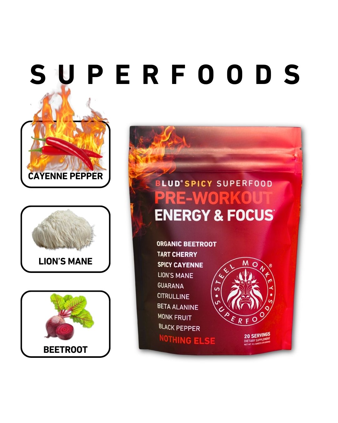 Blud® Spicy Energy & Focus Beetroot Cayenne Pre-Workout