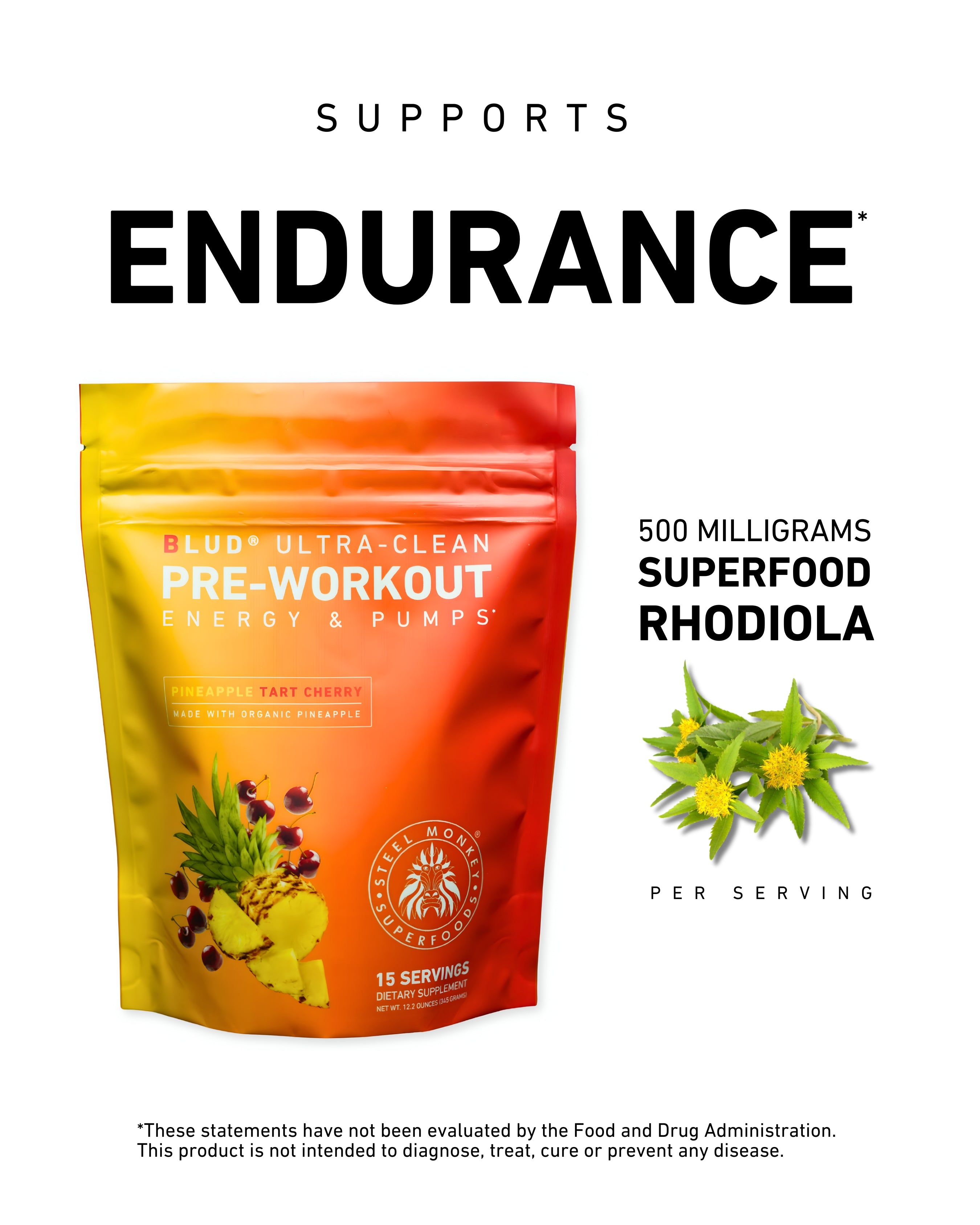 Blud® Pre-Workout | Energy & Pumps | Pineapple Tart Cherry (Tingle-Free)