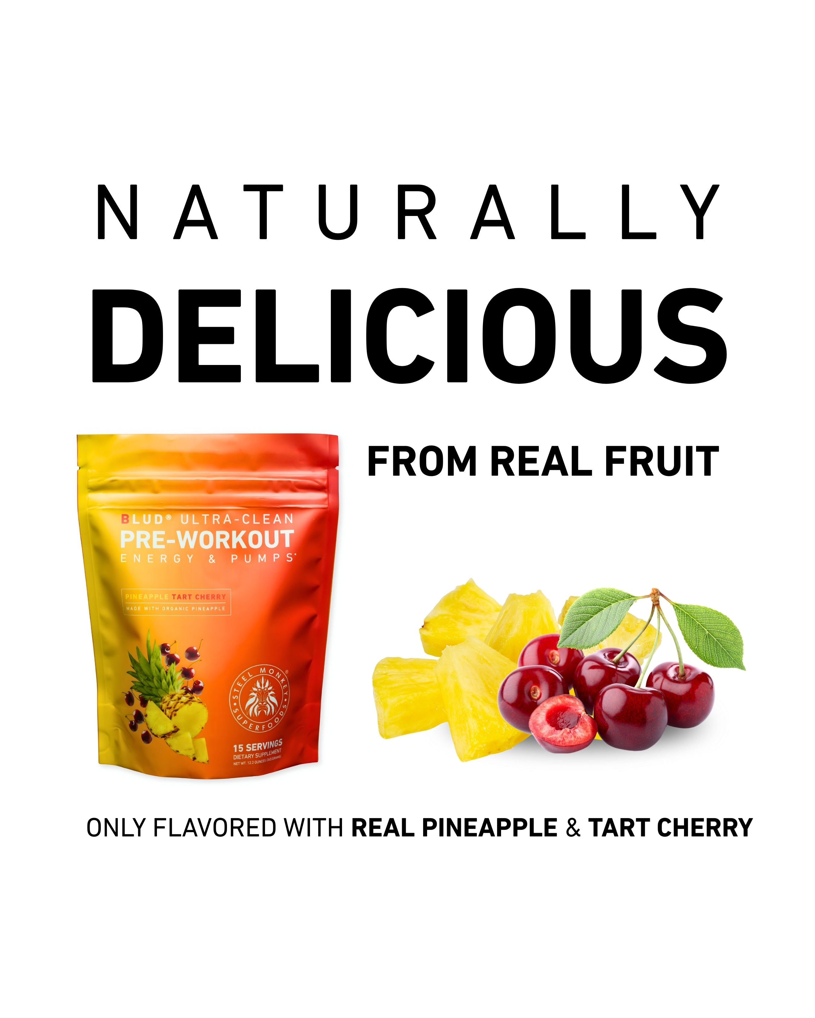 Blud® Pre-Workout | Energy & Pumps | Pineapple Tart Cherry (Tingle-Free)