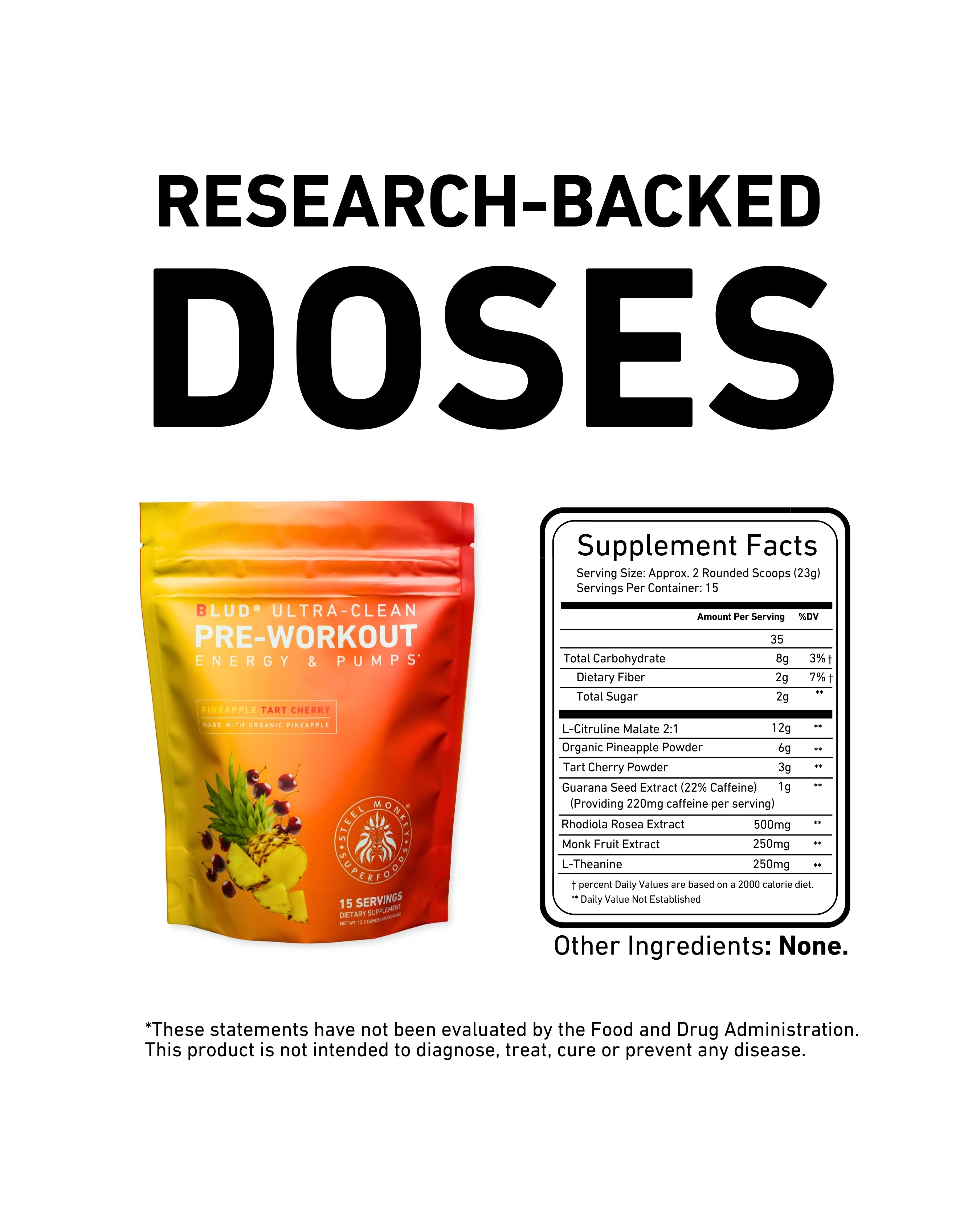 Blud® Pre-Workout | Energy & Pumps | Pineapple Tart Cherry (Tingle-Free)