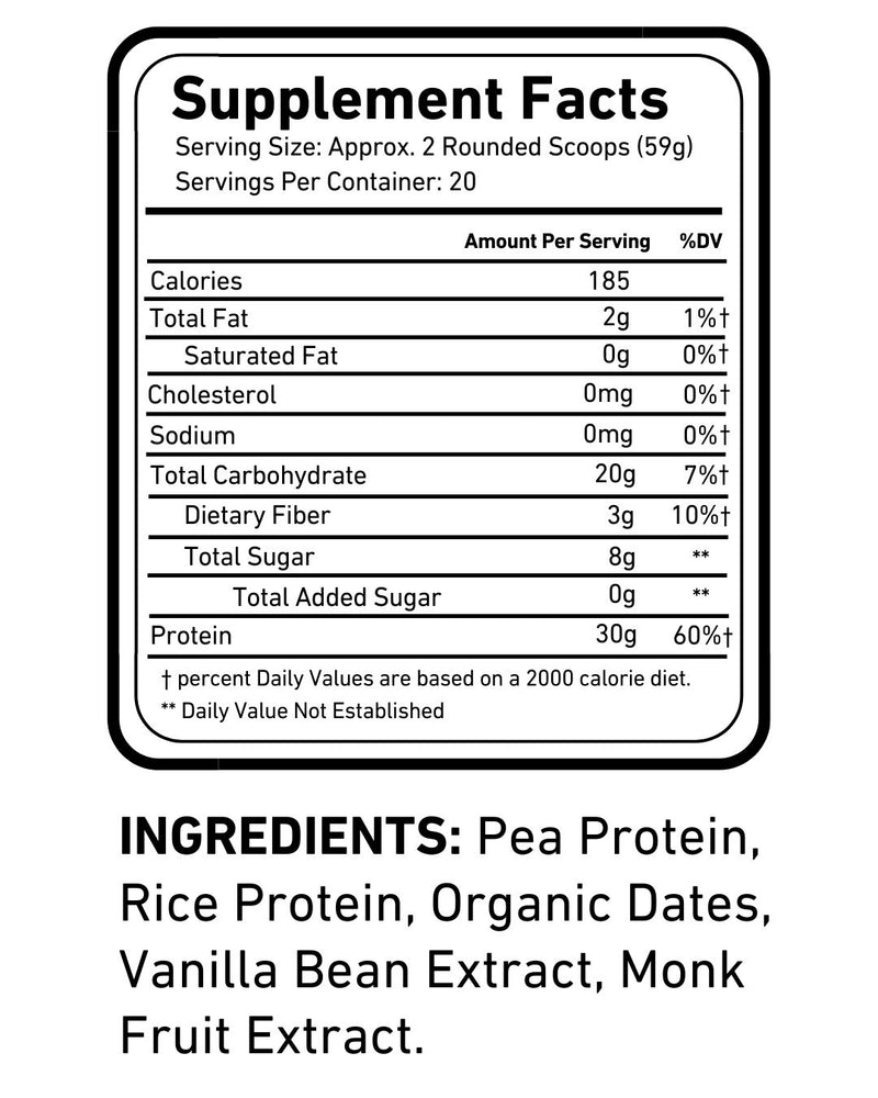 Real Vanilla supplement facts