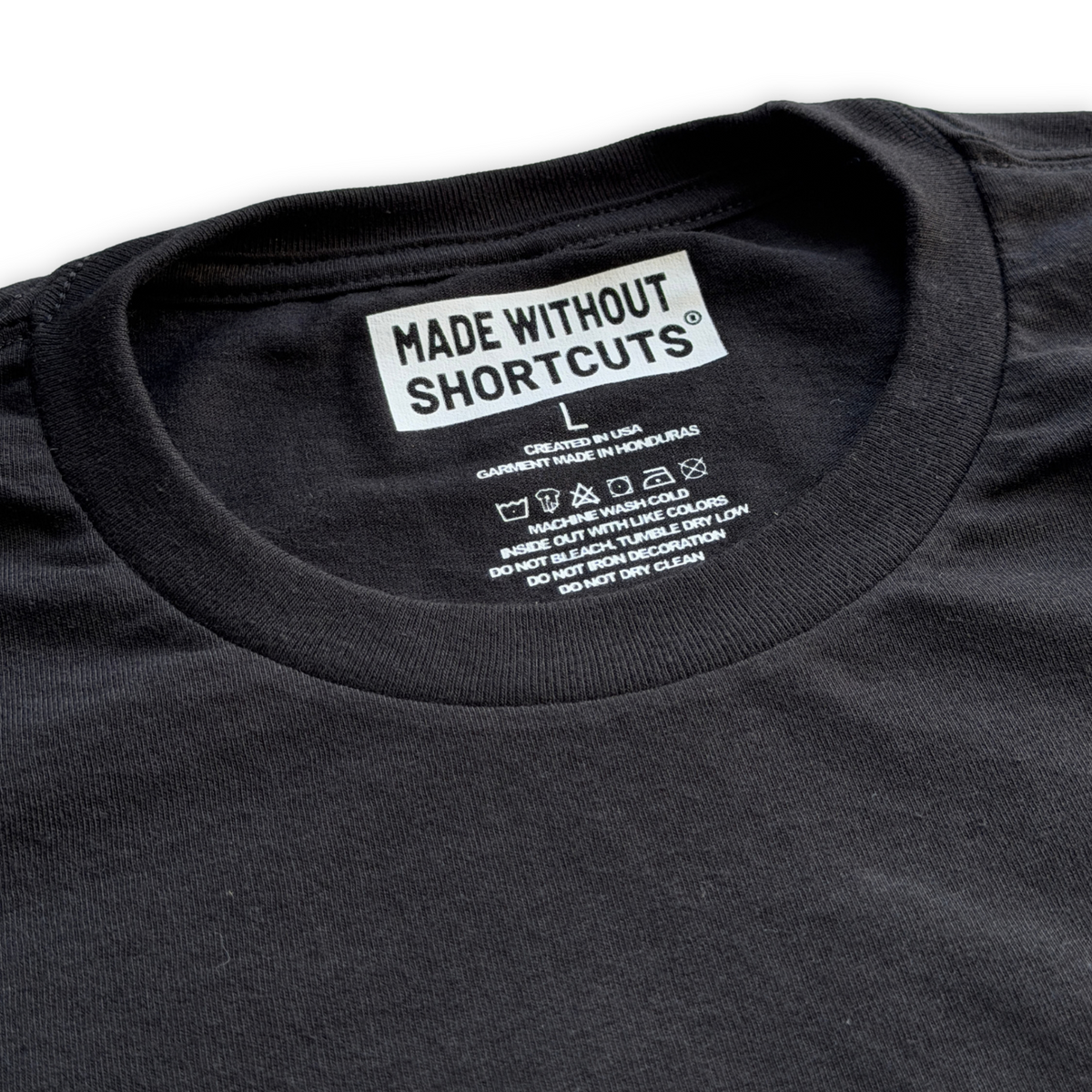 shirt collar with Made Without Shortcuts® tag